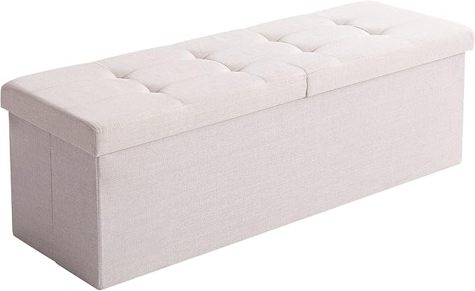 Shoe Storage Ottoman Foldable Seat Footrest Tufted Bench End of Bed Storage