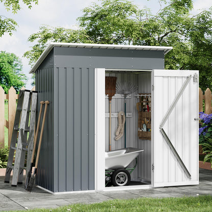 Garvee Outdoor Storage Shed 5x3 FT, Metal Garden Tool Shed with Lockable Doors & Vents, Weather-Resistant Backyard Storage Shed for Tools, Lawn Equipment & Patio