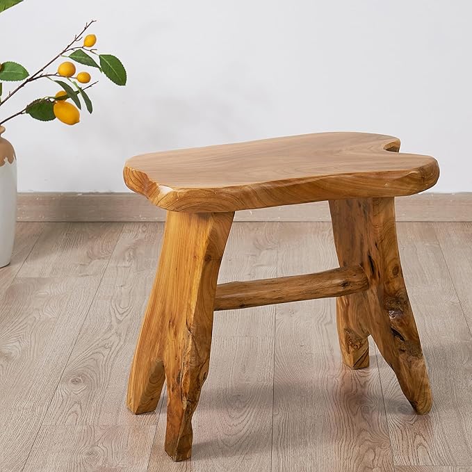 Natural Shape Solid Wood Stump Stool 20"x13"x18" Cedar Root End Table Rustic