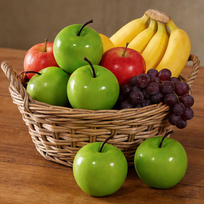 Pcalyr Artificial 6 Pieces Fake Green Apple Faux Realistic Large Apple Lifelike Simulation Foam Fruit Decoration for Home Decor, Kitchen, Party & Prop