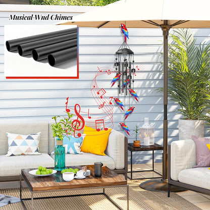 VeyFolzin.st 35" Wind Chimes for Outside, Hand-Tuned Aluminum Windchimes with 6 Bells & Parrot Decor, Rustproof Metal Chimes for Garden Patio Porch, Sympathy Memorial Gift for Mom Women(Parrot)