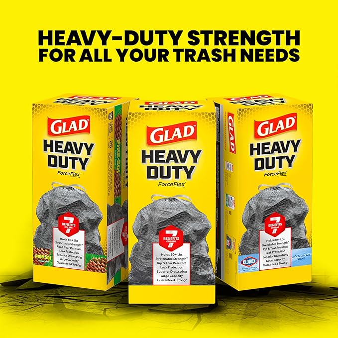 Glad Large 30 Gallon Trash Bags, Clorox Mountain Air Heavy Duty Garbage Bags