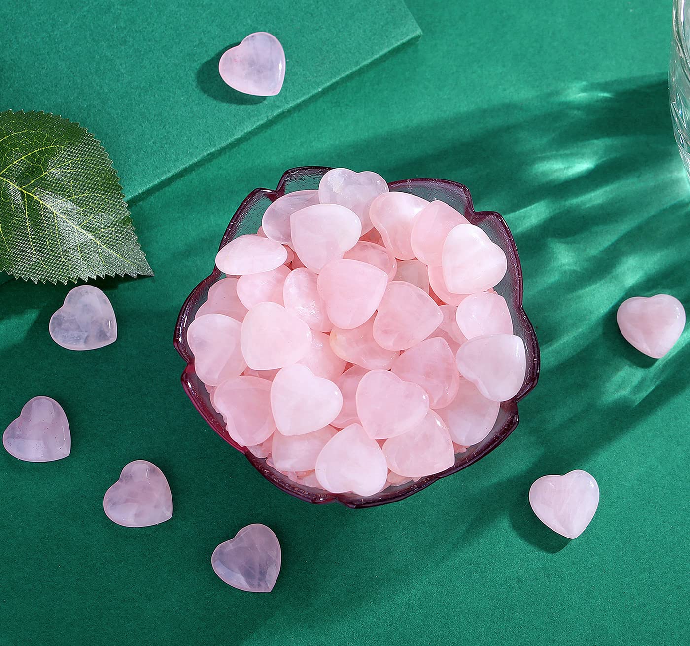 20 PCS Rose Quartz Heart Crystals Stones Sets Wands Bulk Natural Pocket Amethyst Crystal Rose Quartz Assorted Pointed Reiki Gemstones Polished Energy Meditation Chakra Christmas Gift Stocking Stuffers