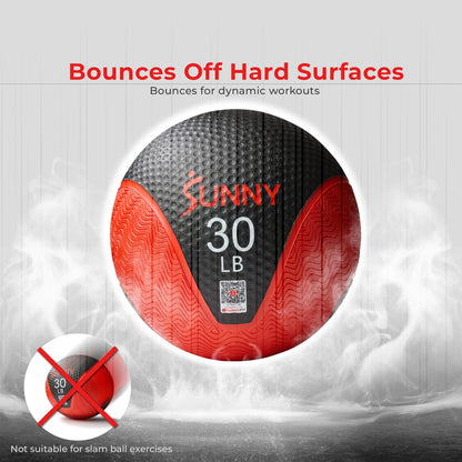 Sunny Health & Fitness 30LB Medicine Ball, Textured Rubber, Core Strength & Balance Training, Bouncing, Weight for Home Workouts SF-EB03-30