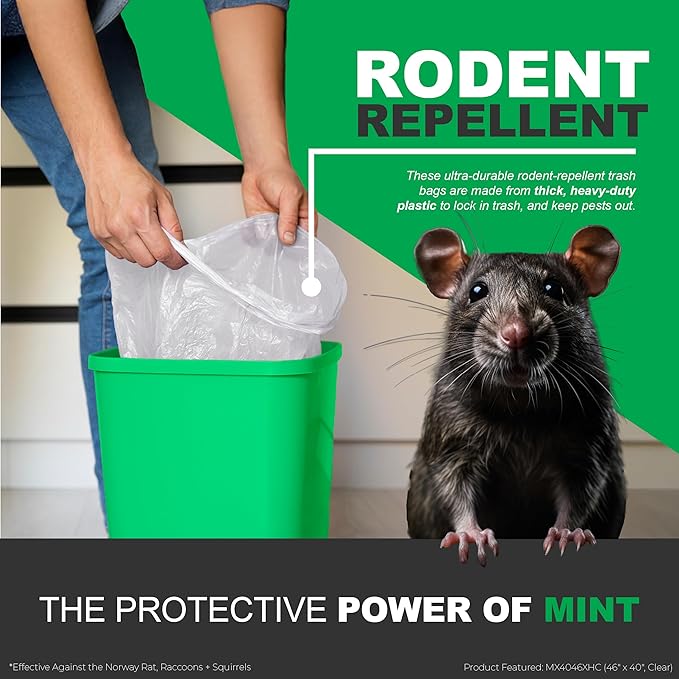 Mint-X MintFlex Rodent Repellent Trash Bags, Tall Kitchen Drawstring Bags