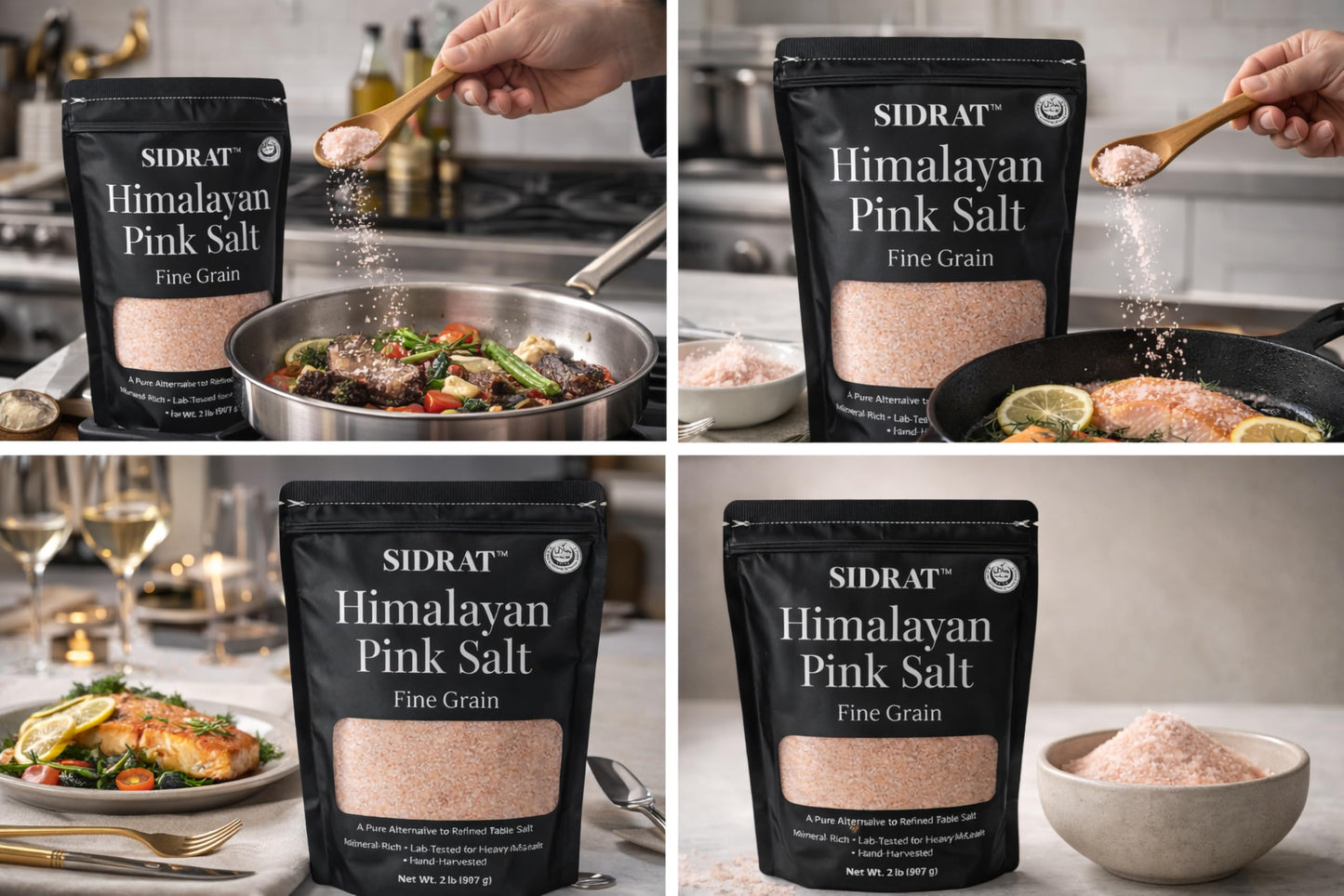 SIDRAT Himalayan Pink Salt Fine Grain Kosher Non-Iodized Cooking