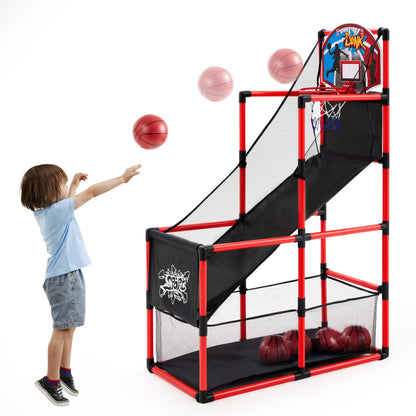 JOYIN Arcade Basketball Game Set with 4 Balls and Hoop for Kids 3 to 12 Years Old Indoor Outdoor Sport Play - Easy Set Up - Air Pump Included - Ideal for Competition