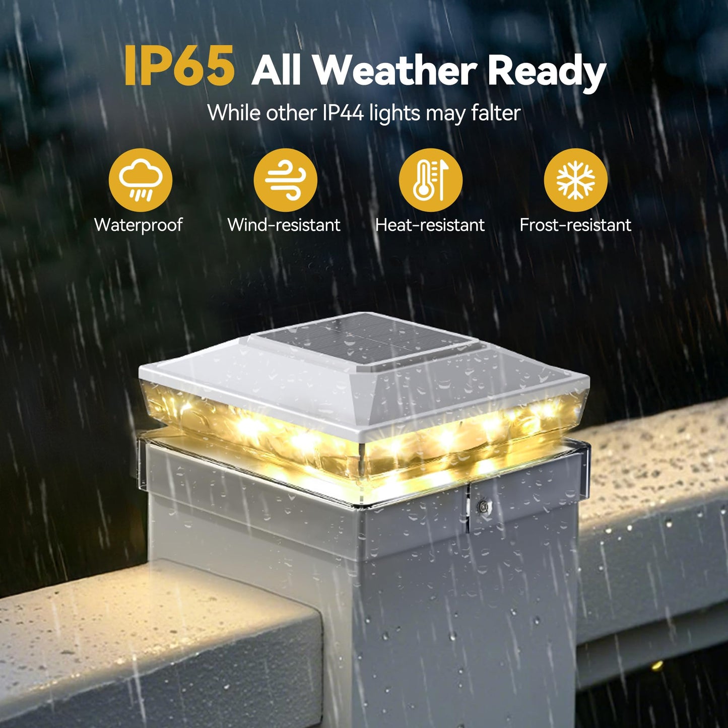 KEILAIMO Solar Post Cap Lights Outdoor, 18 Pack Upgraded Waterproof Deck Fence Post Solar Lights for 3.5x3.5 4x4 5x5 Vinyl/Wood Posts, 10-12 Hours Warm/Cool White Glow for Garden/Patio/Porch - White