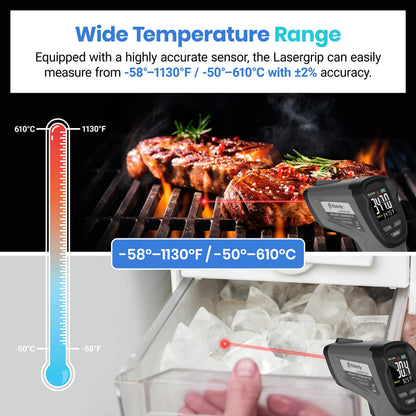 Etekcity Temperature Gun Infrared Thermometer -58°F 1130°F, Digital Laser Heat Gun for Pizza Ovens, Griddles, Meat, Refrigerators, Engines, HVAC, Kitchen & Pool Accessories