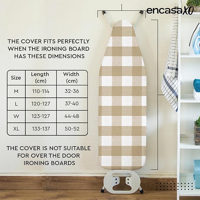 Encasa XO Ironing Board Cover and Pad 54"x18" - 4mm Felt X-Large Iron Board