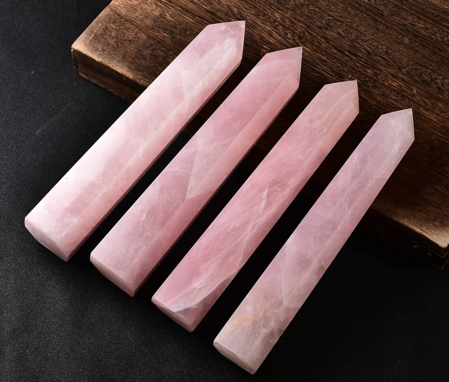 AMOYSTONE Large Healing Crystal Obelisk Tower Rose Quartz Point Wand Crystal Decor Reiki Gifts for Bignners 3.0-3.5 LBS