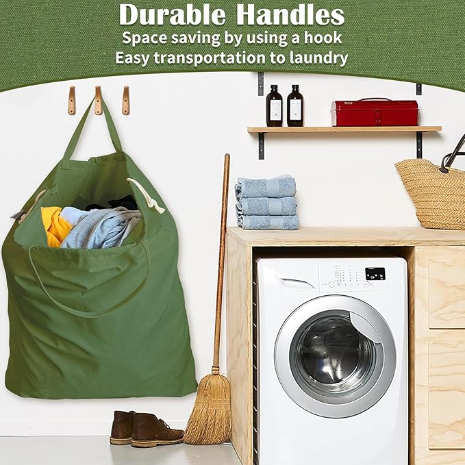 Canvas Laundry Bag 40"W x 35"H, Thick Canvas Laundry Bag