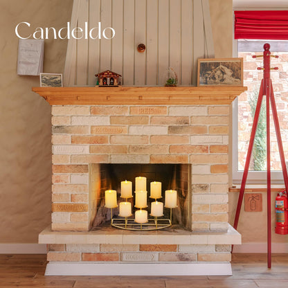 Candeldo Candelabra Fireplace Candle Holder: Gold Metal Pillar Candle Holders for Inside Fireplace Mantle Decor Floor Candelabras Table Centerpiece