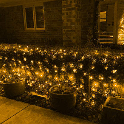 Dazzle Bright Christmas 200 LED Net Lights, 9.8FT x 6.6FT Green Wire Connectable Mesh Lights with 8 Modes, Christmas String Lights for Xmas Indoor Outdoor Garden Party Decorations (Warm White)