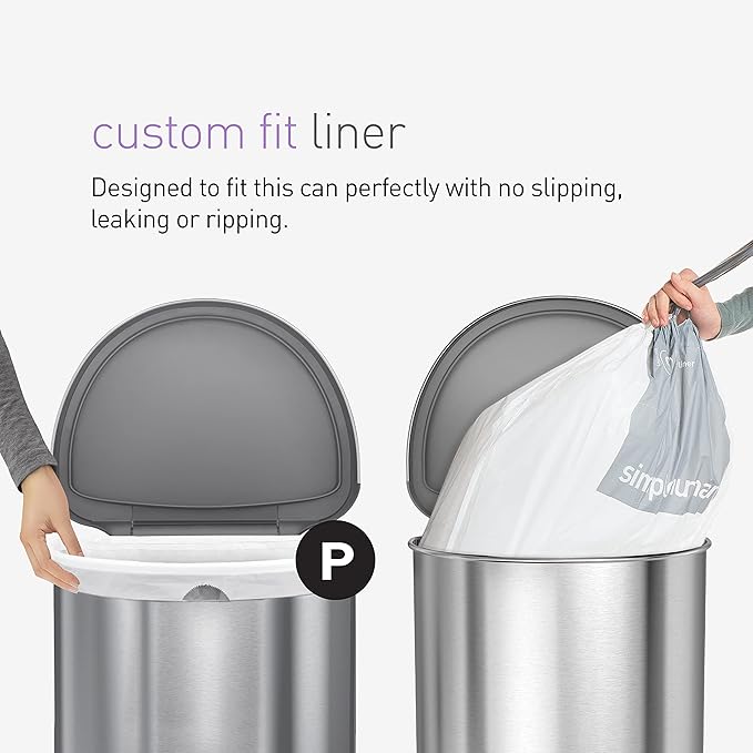 simplehuman Code P Custom Fit Drawstring Trash Bags, 50 -60 L / 13-16 Gallon