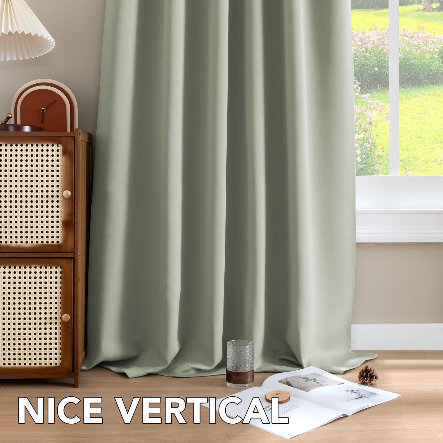 H.VERSAILTEX Blackout Curtains Thermal Insulated Window Treatment Panels Room Darkening Blackout Drapes for Living Room Back Tab/Rod Pocket Bedroom Draperies, 52 x 84 Inch, Light Sage, 2 Panels