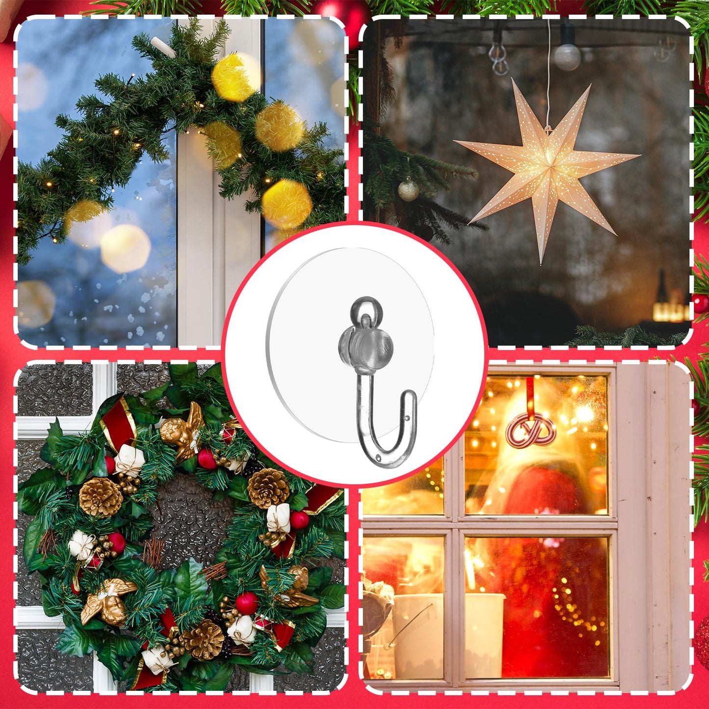 Jetec 200 Pcs Suction Cup Hooks 1.18 Inch Window Small Suction Cups with Hooks Waterproof Removable Clear Mini Suckers Hanger for Glass Bathroom Wall Door Christmas Wreath Lights Stockings