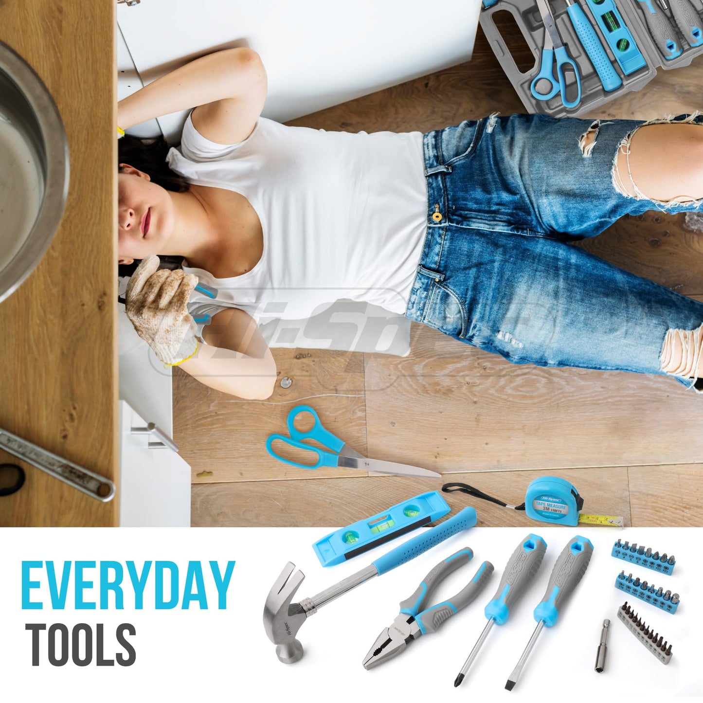 Hi-Spec 42pc Household DIY Tool Kit, Blue Handy Set with Essential Hand Tools for Home, Office & College Dorm – Starter Basic Toolbox for Repair & Maintenance with Storage