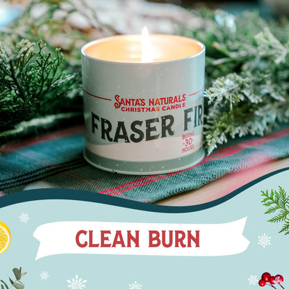 Santa's Naturals Christmas Candle Bundle, Fraser Fir, Winter Berry & Snow Fall Scents, Soy & Beeswax, 30-Hour Burn Time, 9oz, 3-Pack