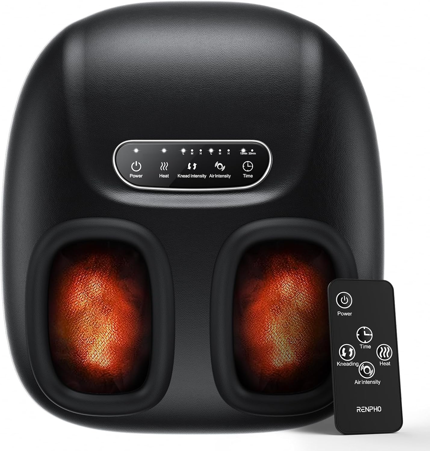 RENPHO Shiatsu Foot Massager Machine with Heat, Electric Heated Foot Massager with Remote for Plantar Fasciitis, Size Up to 11