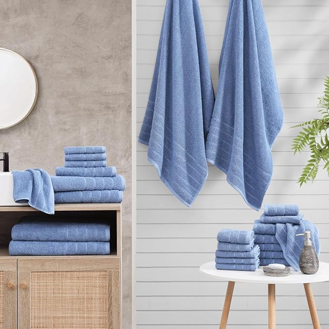 Casa Platino 100% Cotton Bathroom Towels Set – 24 Pc Family Pack – Soft &
