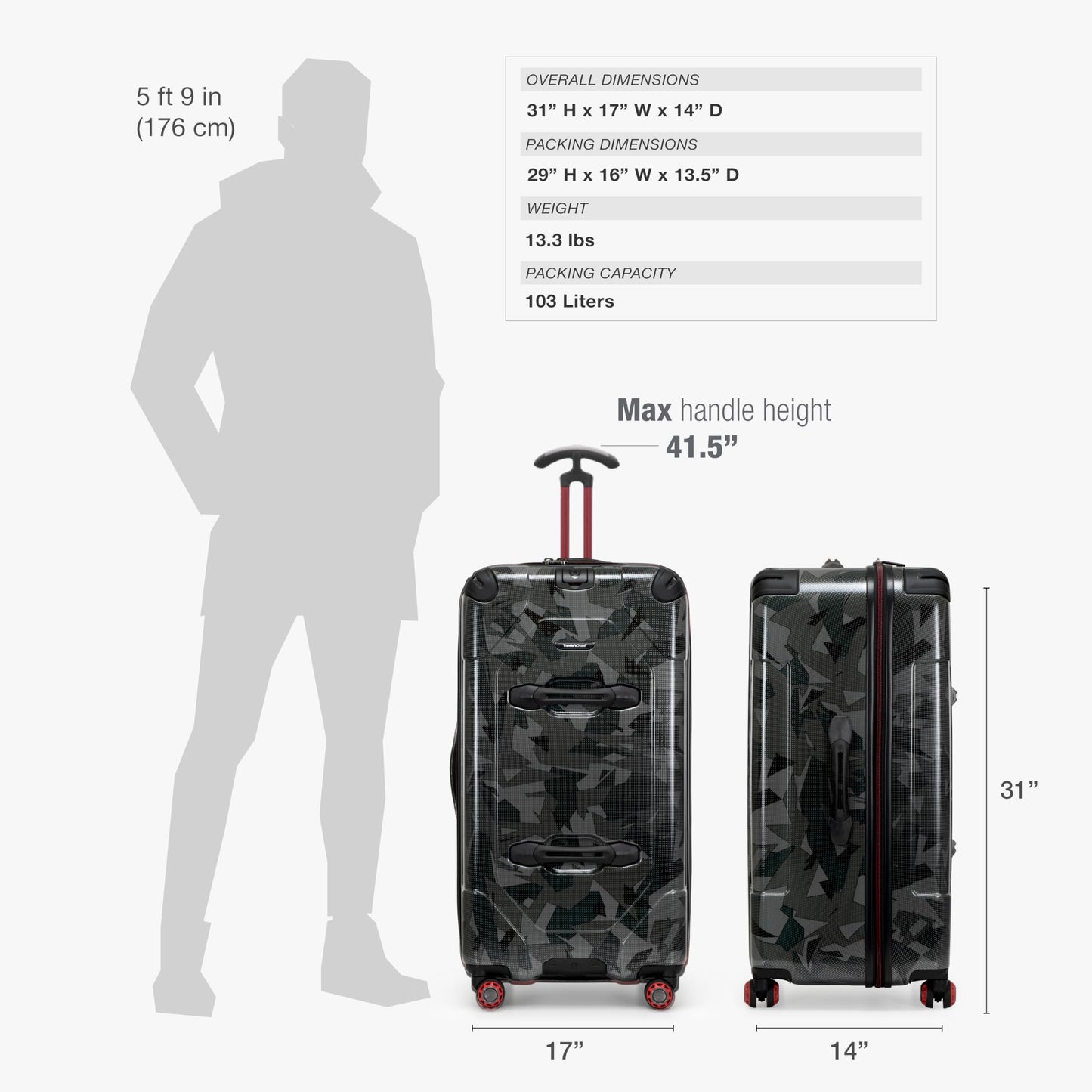Traveler's Choice Maxporter II Polycarbonate Hardside Trunk with Spinner Wheels, Gray Camo, 31-Inch Large Trunk