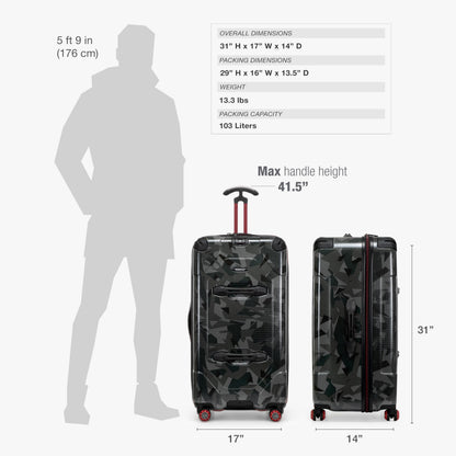 Traveler's Choice Maxporter II Polycarbonate Hardside Trunk with Spinner Wheels, Gray Camo, 31-Inch Large Trunk