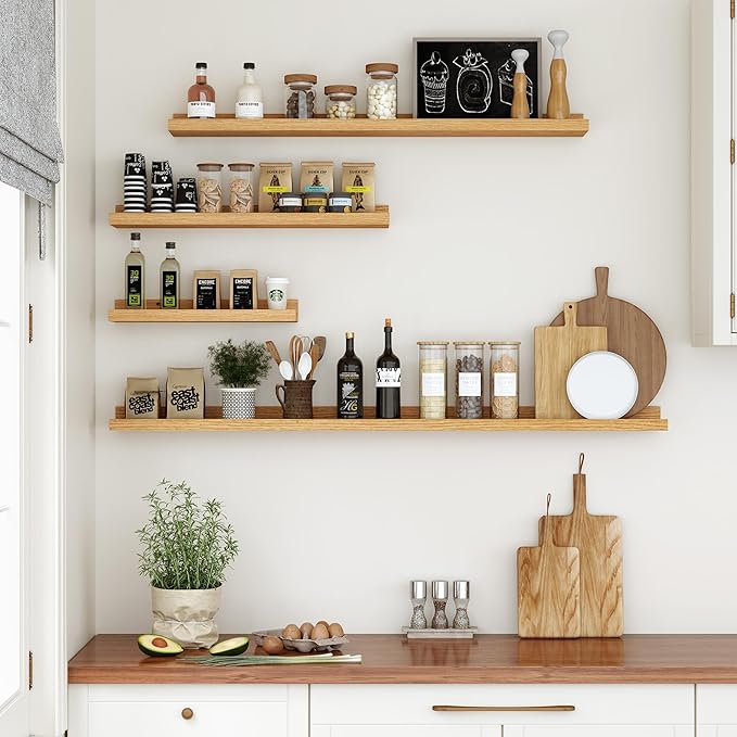 Floating Shelves for Wall, 48 inch Wood Floating Shelves Set of 2, Picture