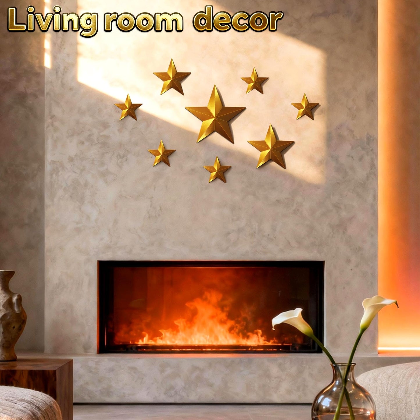 SFNN 8 Pcs Star Wall Decor Modern Celestial Home Decor,Retro Decor for Living Room Bedroom