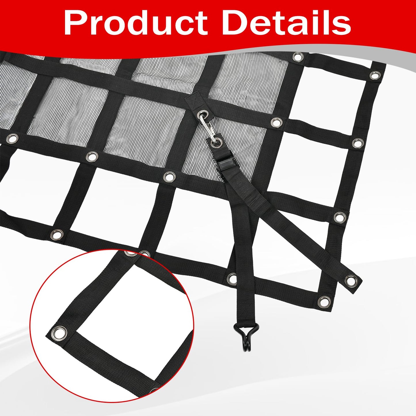 BIGREAT Heavy Duty 120" x 144" Truck Bed Cargo Net with Adjustable Cam Buckles & S-Hooks & Cross Strap,10' x 12' Cargo Net with 1500LBS Capacity for Pickup Truck Bed Trailer SUV Jeeps