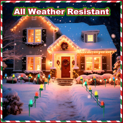 AUGSHY 100 Pack Christmas Light Stakes, 7.5 inch Yard Lawn Holiday Light Ground Stakes for C7 C9 Outside String Lights Universal Outdoor Light Holders for Christmas Decoration Lawn Path Driveway Green