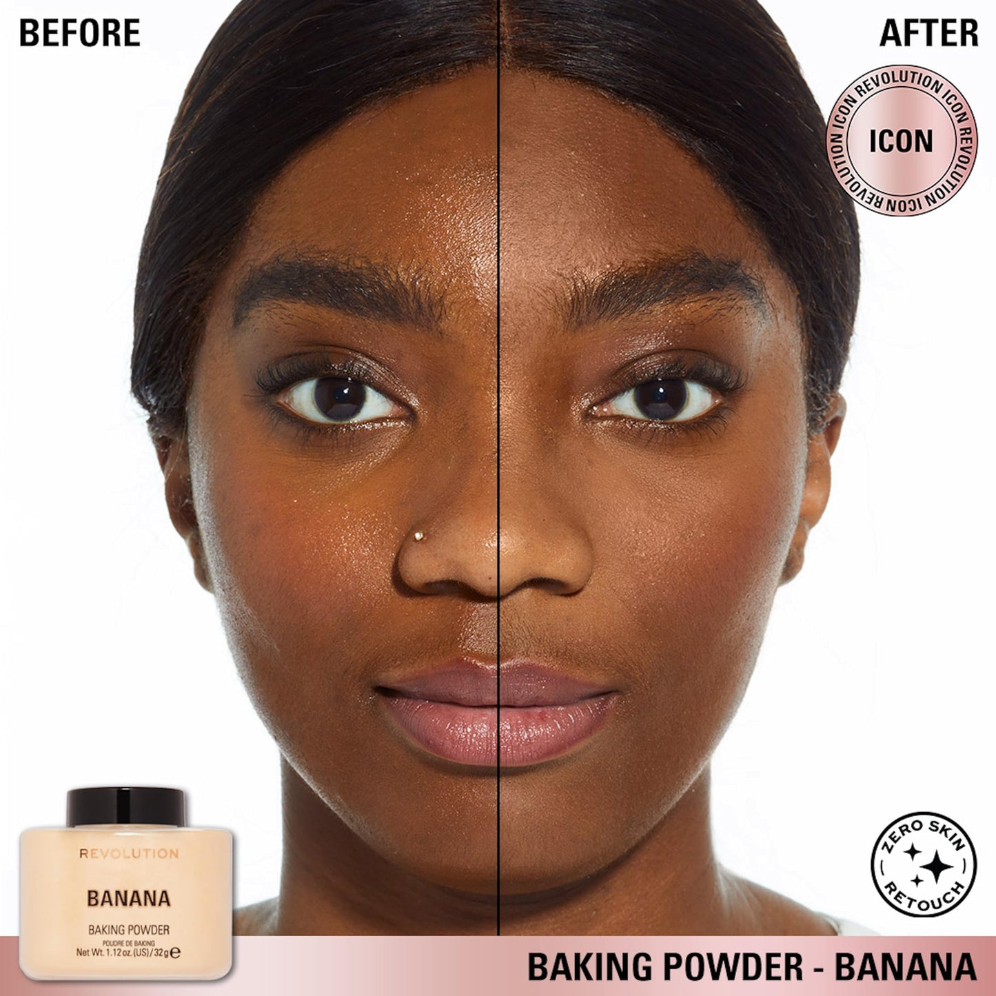 Revolution Beauty London, Loose Baking Powder, Prolongs Makeup Wear, Setting Banana, For Medium Skin tones, 32g