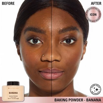 Revolution Beauty London, Loose Baking Powder, Prolongs Makeup Wear, Setting Banana, For Medium Skin tones, 32g