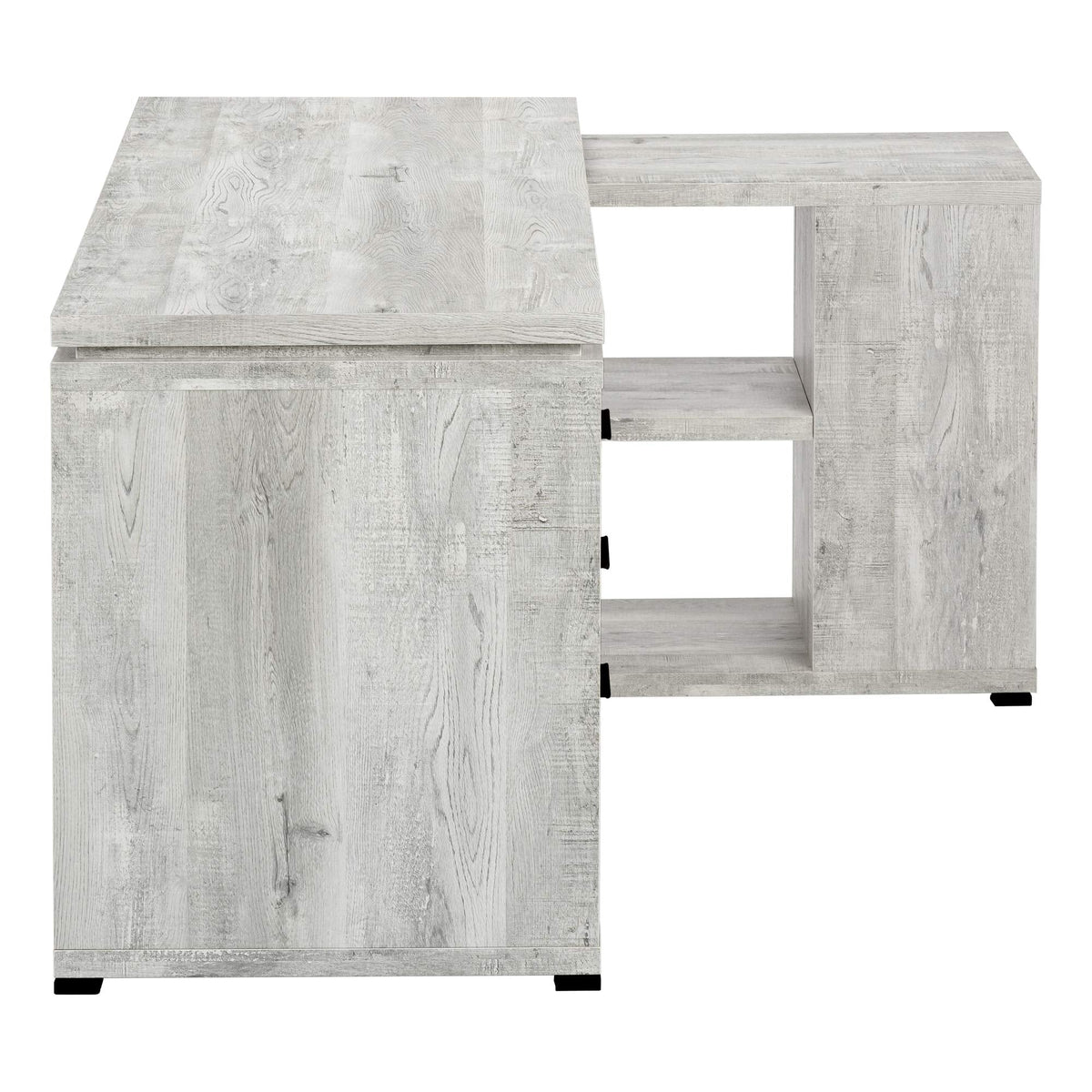 Monarch Specialties Computer Desk L-Shaped Corner Desk with storage - Left or Right Facing - 60"L (Grey Reclaimed Wood Look)