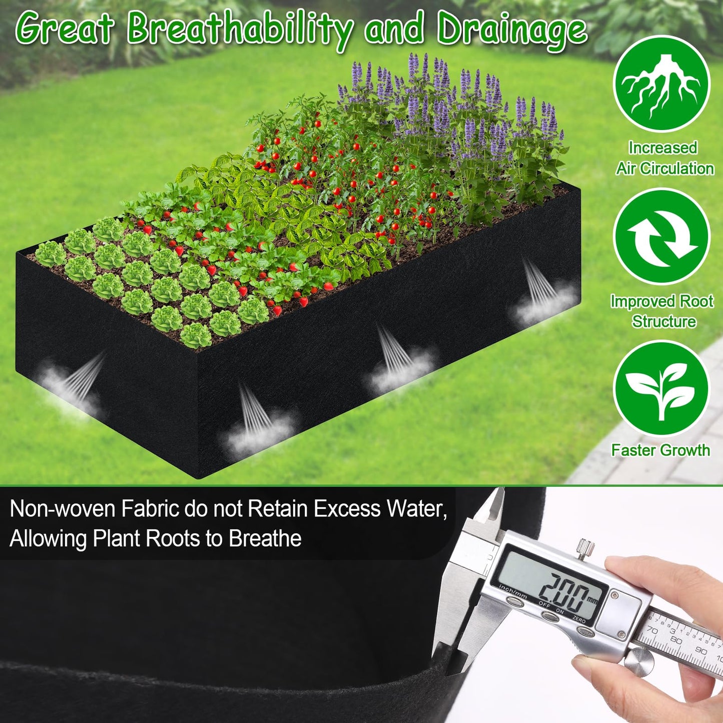 Niuyhe 2mm Thick Fabric Garden Grow Bed Bags, 6x3x1 Feet Liners Designed for Outdoor Metal Raised Garden Beds, 128 Gallon Capacity Large Garden Bed Liner Vegetable Growing Boxes