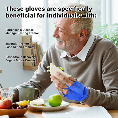 Hoomtree 2pcs Weighted Gloves for Hand Tremors and Parkinson's, Improved Hand/Wrist Stability & Mobility, Adjustable Wrist, Weights Strengthening Tool (Blue, S)