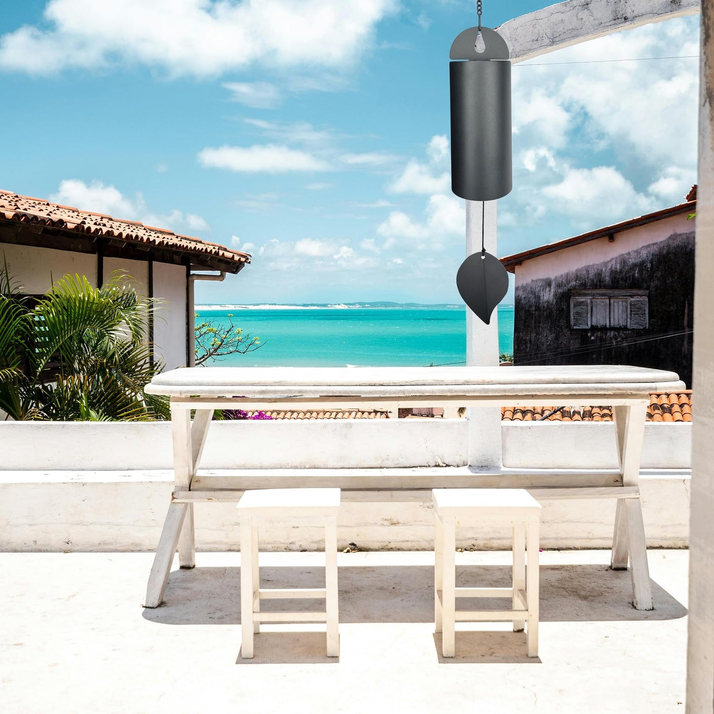 Unique Serenity Bell with Deep Resonance - Large Deep Tone Wind Chimes for Outside - Memorial Wind Chime for Outdoors - Amazing Grace Wind Bells with Mute Mode - Handcrafted Steel Wind Chimes - Black
