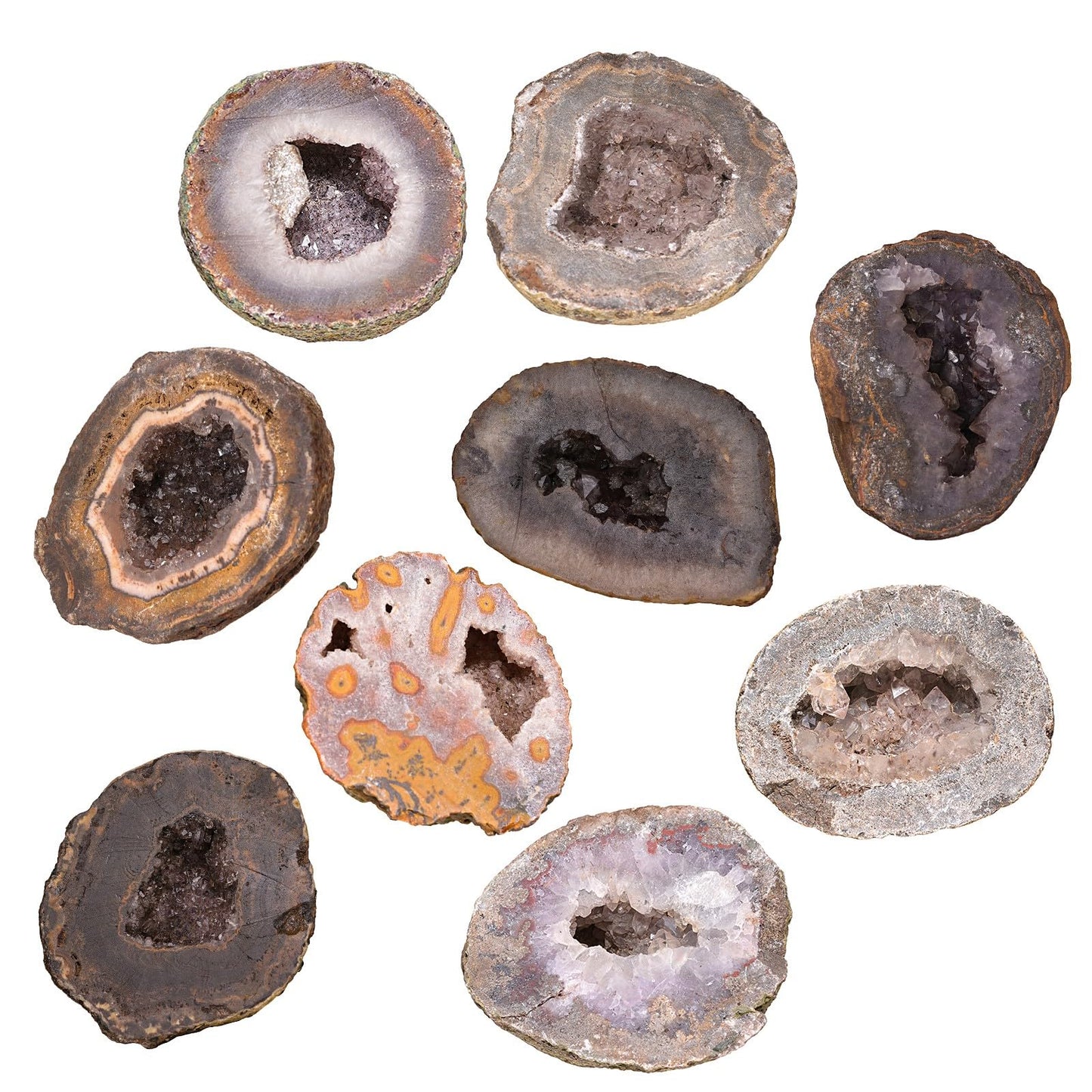 Sportmusies Irregular Natural Geode Agate Crystal Cluster Mineral Specimen Desk Shelf Home Decoration, Reiki Healing Yoga Oil Diffuser Stone, 2.36-4.13 inches