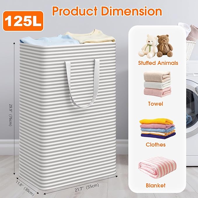 3 Pack Large Laundry Basket, Waterproof & Freestanding Laundry Hamper,