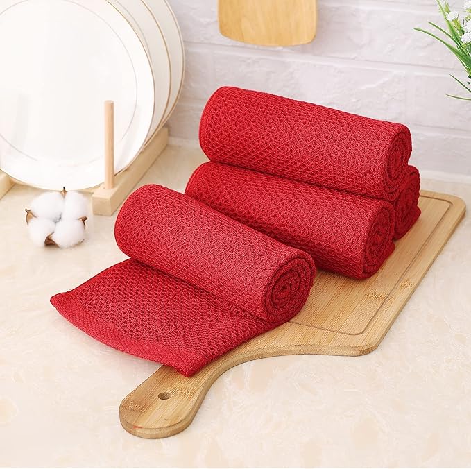 Kitinjoy 100% Cotton Waffle Weave Kitchen Hand Towels