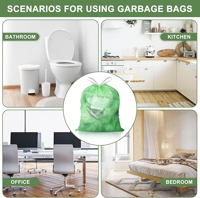 4 Gallon Trash Bags Drawstring 100 Count, JUKFITA Strong Small Garbage Bag