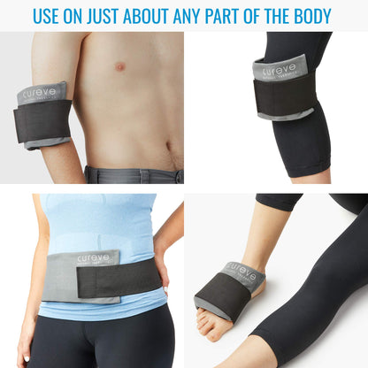 Hot and Cold Therapy Gel Ice Pack Compress Two Pack Set with Wrap by Cureve - Reusable with Wrap to Treat Injuries, Aches and Pains on Knee, Neck, Back, Shoulder, Foot, Headaches and TMJ