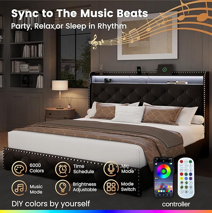 LARMACE Queen Size Bed Frame