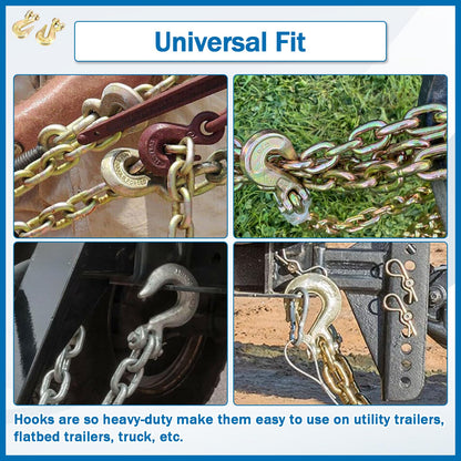 TBAPFS 2Pcs 5/16 Inch Clevis Grab Hooks Grade 70 Chain Hook 5400 Lbs Working Load Limit for Trailer Truck Transport