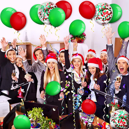80 Piece 12 Inch Confetti Latex Balloons Event Party Supplies St Patrick's Day 4th July Labor Day Mardi Gras Wedding Birthday Baby Shower Balloons (Christmas Red, Christmas Green)