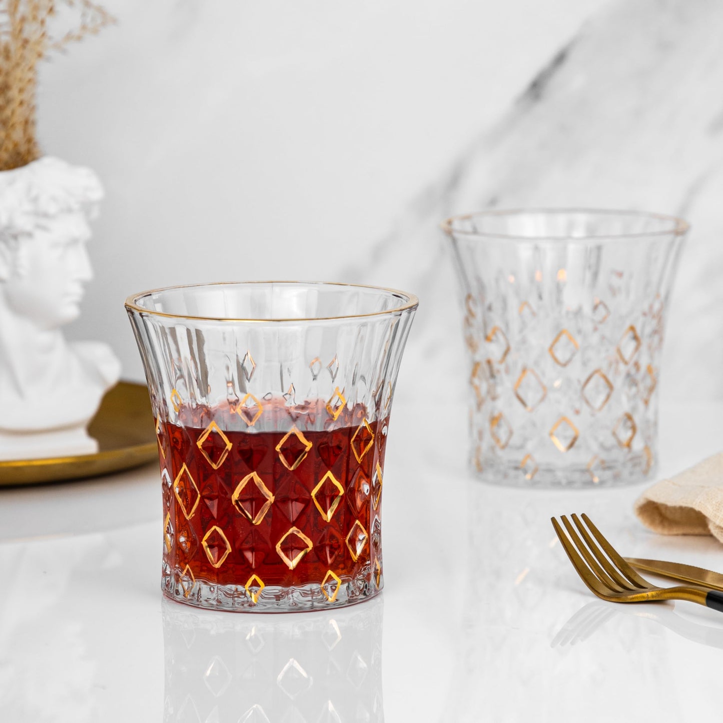 The 7th Beryl Whiskey Glasses Set of 2, Old Fashioned Glasses, Premium Lead-Free Crystal Bourbon & Scotch Rocks Glasses with 24K Gold Accents, Luxury Cocktail Glass Gift Set for Men, Husband, Dad