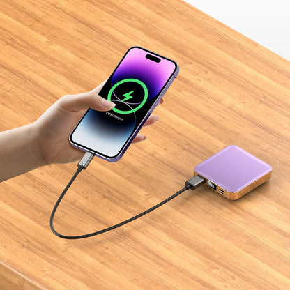 Portable Charger with Built-in Cable,12000mAh 22.5W Fast Charging Small Power Bank,USB C Input/Output with Smart LED Display,External Battery Pack for iPhone,Tablet,Samsung