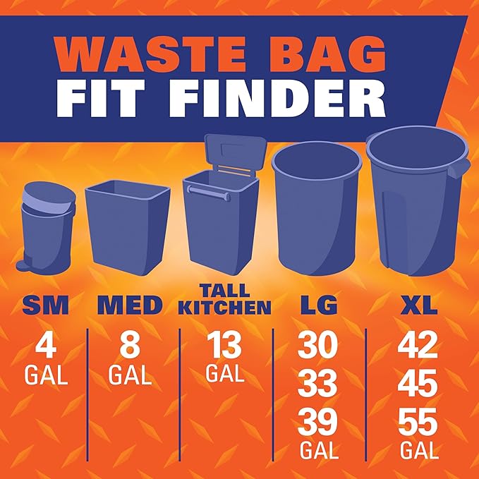 Hefty Easy Flaps Multipurpose Large Trash Bags, 30 Gallon