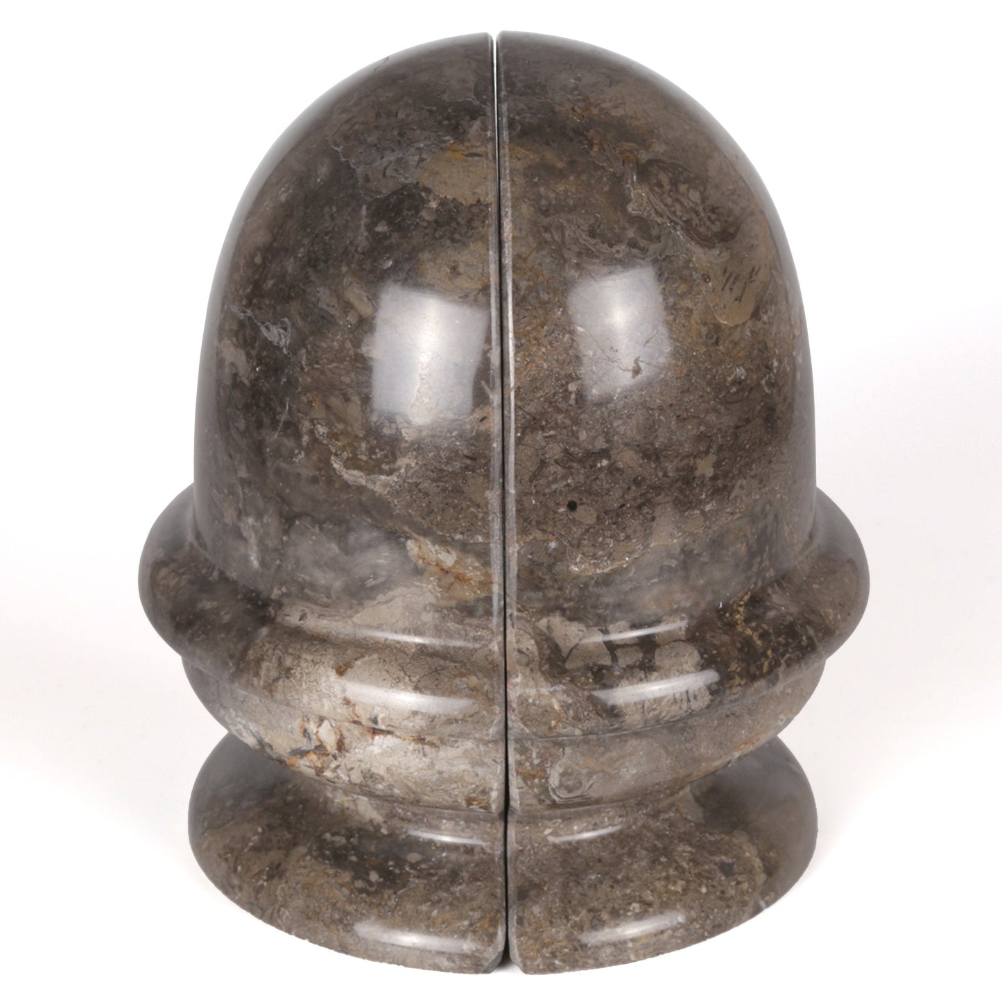 Creative Home Dome-Shaped Solid Marble Bookends – Heavy-Duty Book Ends for Shelves, Home Décor, Office and Classical Interiors, Modern Charcoal Marble Living Room Décor, Set of 2