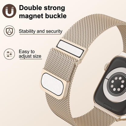 Yoohoo Milanese Loop for Apple Watch Straps 38mm 40mm 41mm 42mm 44mm 45mm 46mm 49mm Women Men,Strong Magnetic Clasp Adjustable Metal Band for iWatch Series 11 10 9 8 7 6 5 4 3 Ultra SE,Champagne Gold